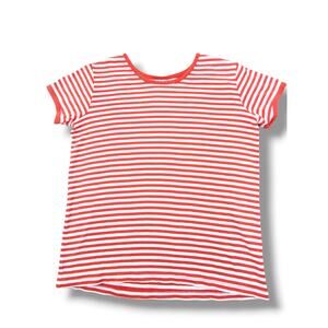 Hanna Andersson Girls Striped Pima Cotton T-Shirt Size 12 Poppy Red